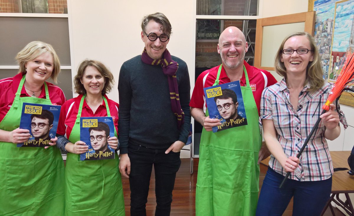 peopleschoiceAU's tweet image. In place of Pumpkin Pasties our team prepared a hot breakfast for @thebigissue’s vendors to mark the launch of the latest copy: #HarryPotter