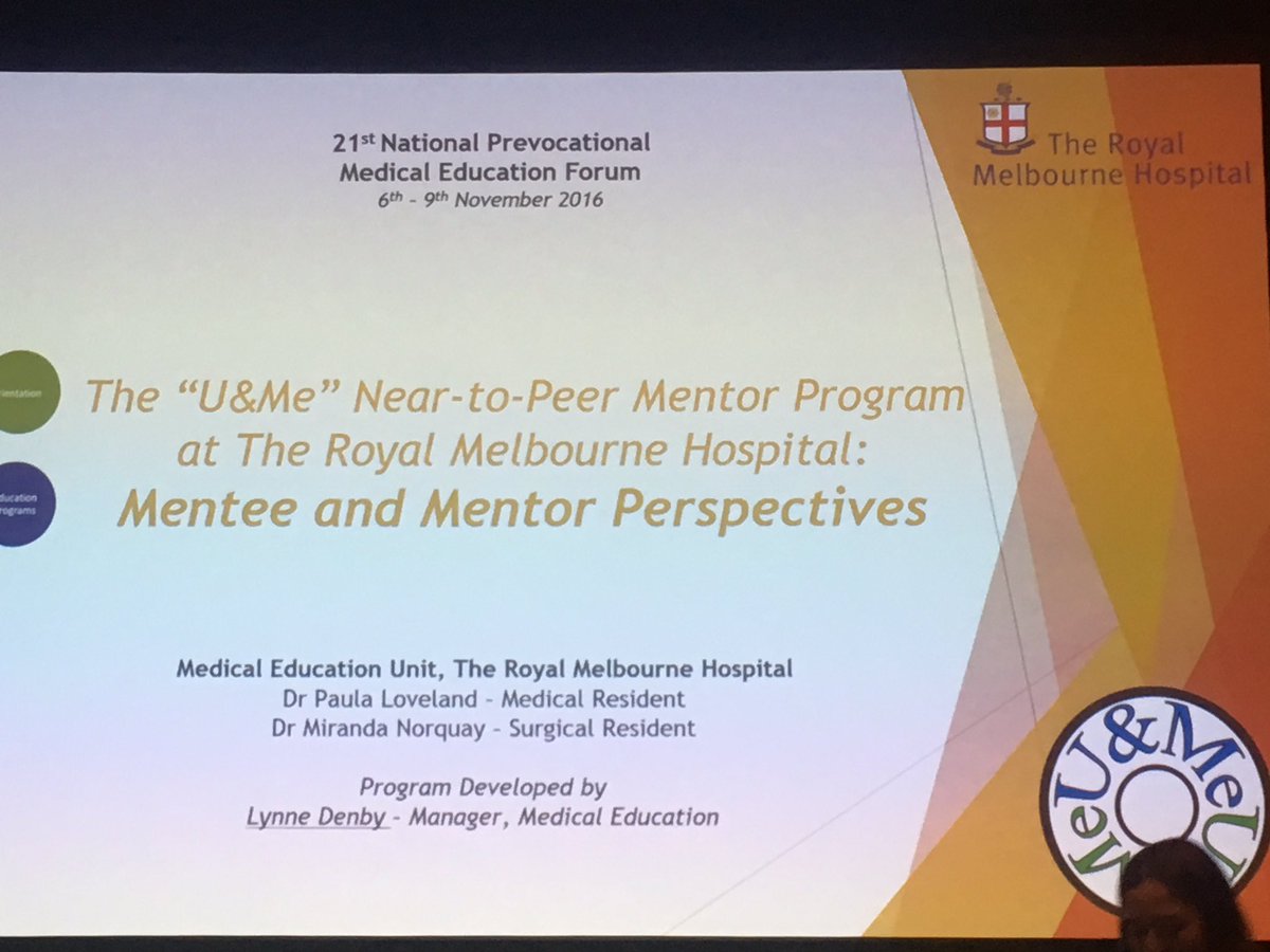 pmctas's tweet photo. U&amp;Me, NearPeer mentoring at the Royal Melbourne Hospital with Drs Loveland and Norquay. NearPeer systems are great! #prevoc16 https://t.co/qLi3y3sp36