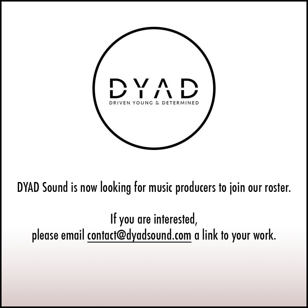 Hankrob_'s tweet photo. DYAD Sound is now looking for music producers to join our roster!

Email us now. 🎹 https://t.co/ySKQvR8klH