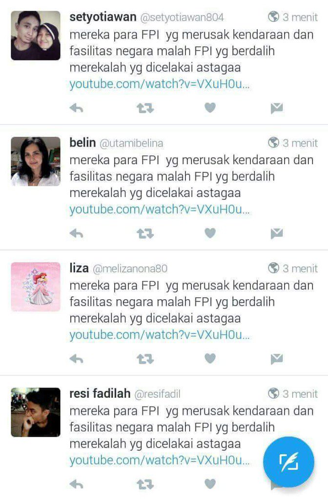 mahendradatta's tweet photo. Akunnya berbeda2 tapi komennya sama persis sesusunan huruf2nya(bukan RT lho).Apa Namanya nih? https://t.co/06L7R7ZgyC