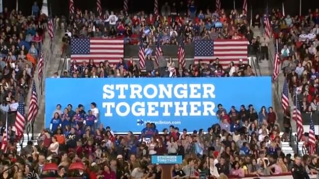 WNCN's tweet photo. WATCH LIVE: Hillary Clinton's midnight rally at N.C. State LIVE VIDEO>> https://t.co/yTkQXZ98pu https://t.co/iFU0MC99nw