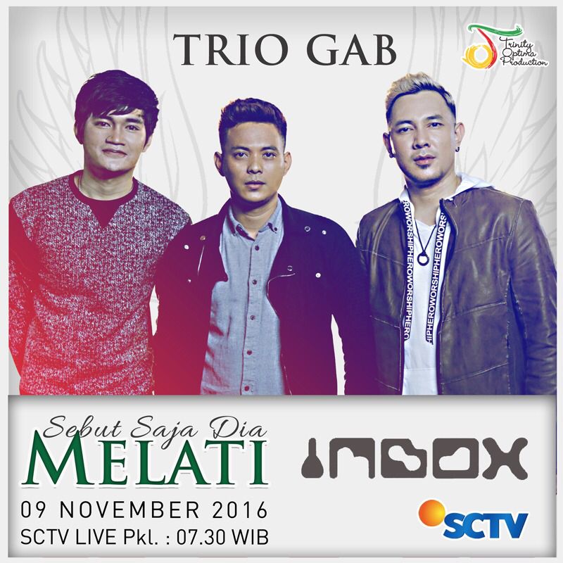 OfficialAdipati's tweet photo. Besok! Pukul 07.30 WIB , #TrioGAB akan hadir di @inboxsctv_
Don't miss it!
#TrioGAB #Gamma1 #AdipatiBand #Bagindas https://t.co/fOlB89DnCJ