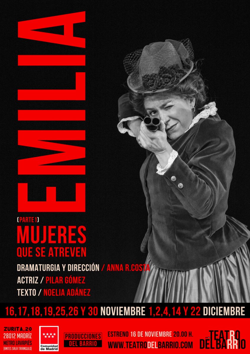 teatrobarrio's tweet photo. Habemus cartel !!!
Qué chulo nos ha quedado!
ESTRENO #EMILIA
Miércoles 16 noviembre. https://t.co/zjHYbJYpCu