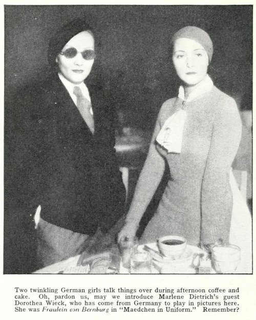 Tanja on Twitter: "Marlene Dietrich and Dorothea Wieck in 1933… "