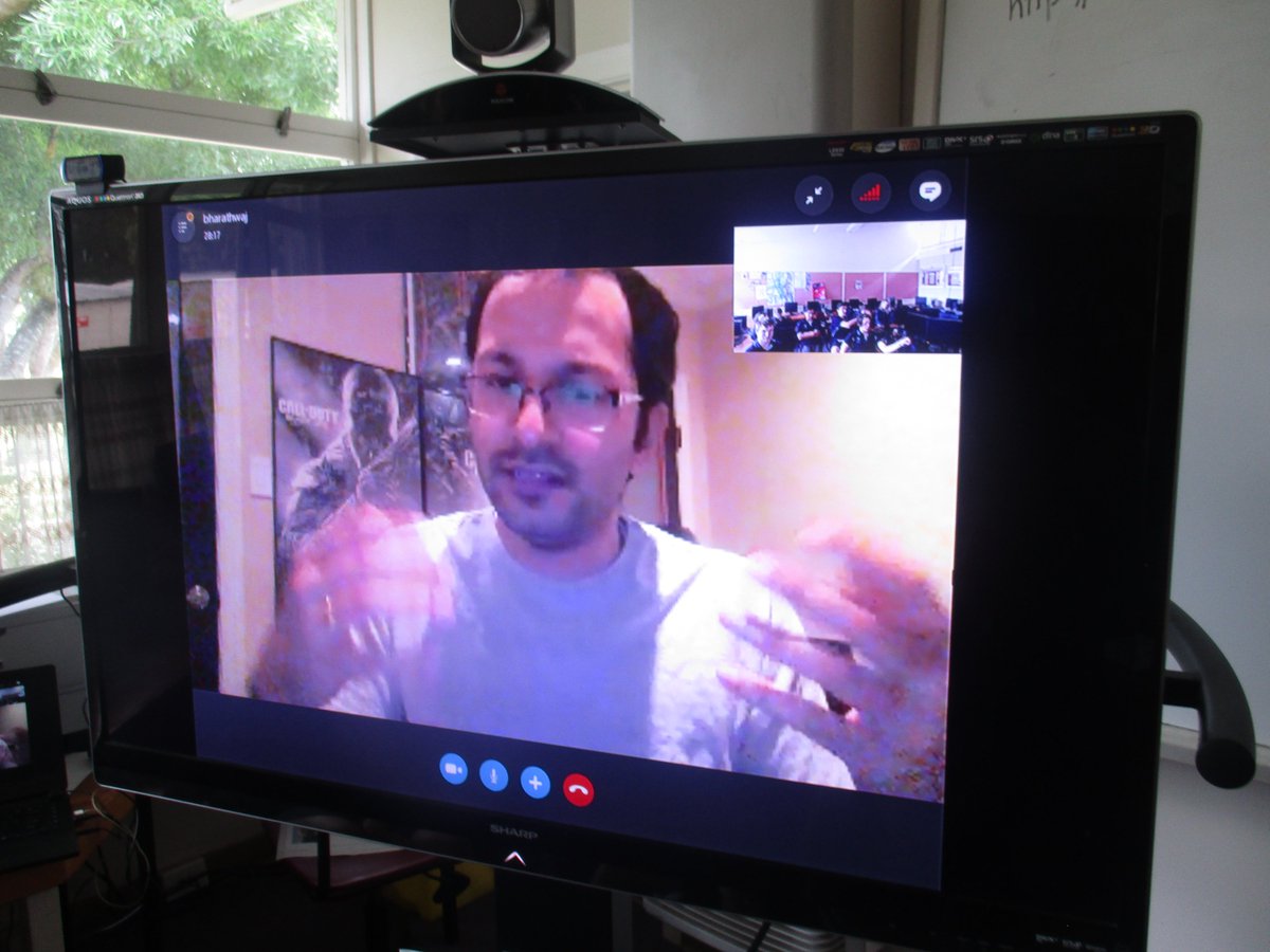 murcha's tweet photo. Bharathwaj Nandakumar of California Call of Duty #games developer skypes year 9/10 Gaming class #skype2learn #gamedeved #mseduau https://t.co/SV4LjGyD7e
