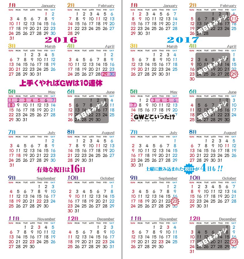 社会人は覚悟 17年は祝日が土曜日に食われまくってて絶望的 笑うメディア クレイジー