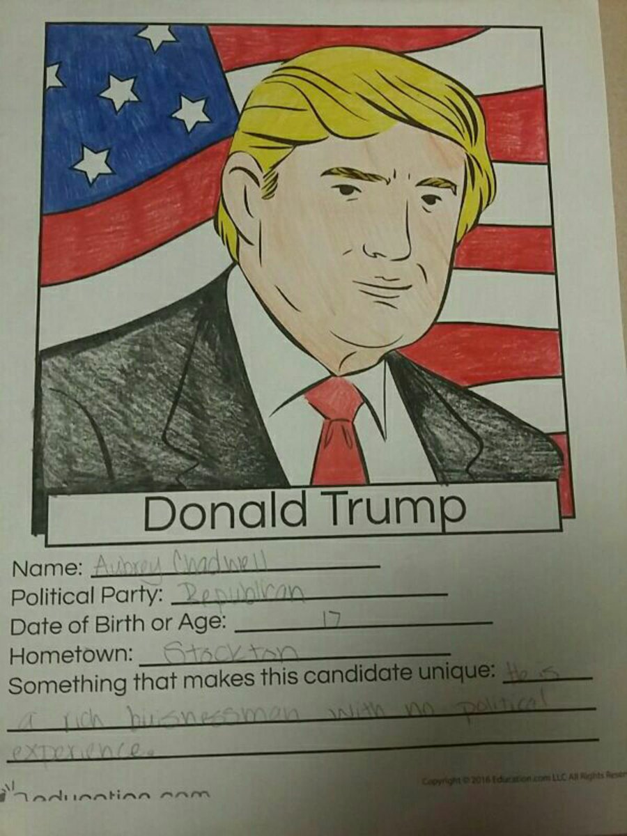 AubCedu's tweet photo. When you're not old enough to vote yet so you vote in class and on Nickelodeon kids pick the President. #Election2016 #vote @mrsking209 https://t.co/VCFgXpq8H2