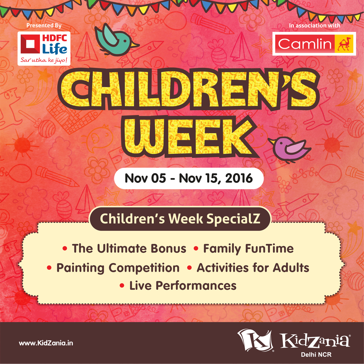 KidZaniaDELNCR's tweet photo. #Celebrate #ChildrensWeek from 5th to 15th Nov! #Earnmore &amp; #PayLess #kidZos, #LivePerformances, #Camlin #Painting #Competition &amp; much more! https://t.co/FYPqWOtmeV