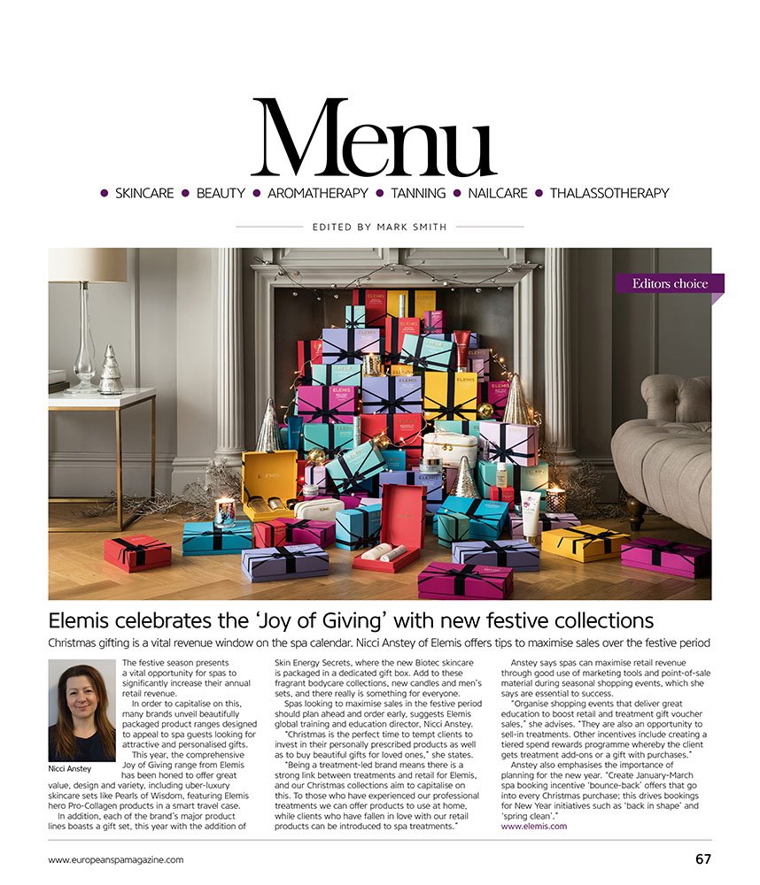 A beautiful Menu Editor's Choice from <a href="/Elemis/">Brenda Johnson</a> and their Christmas range showcasing award-winning packaging by @huntersourcing #joyofgiving