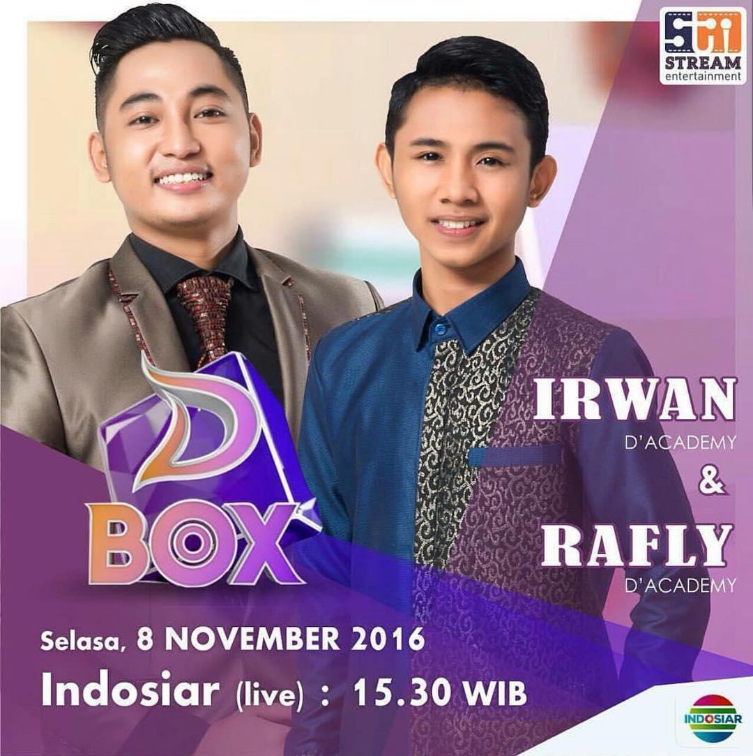 Harus pulang lebih awal ada kesayangan <a href="/DA3_Rafly/">Muh.Rafly Heriawan</a> di @IndosiarID udah lama nga liat nyanyi di tivi 😃
DBOX ADA RAFLY