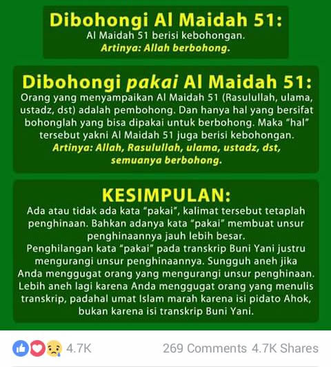 muwahidden's tweet photo. #CounterOpini Mulai terjadi penggeseran opini kasus Ahok dgn video #pakai Buni Yani. #TuntaskanKasusAhok #JadikanAhokTersangka #opHoax https://t.co/viqDLnlm21
