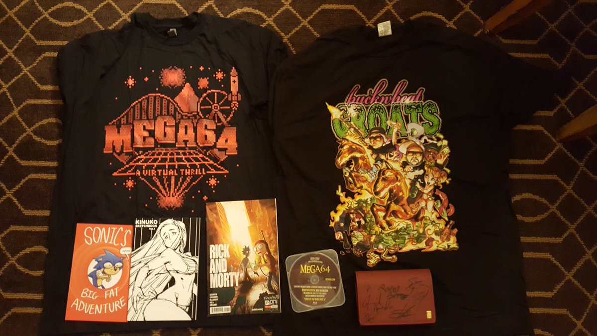 SpollywoodRB's tweet photo. Here's some of my #GameDays2016 stash btw. Shouts out to @BUCKWHEATGROATS @kinucakes @boxerhockey @mega64 for all the sick merch! https://t.co/GY2NyPXnAI