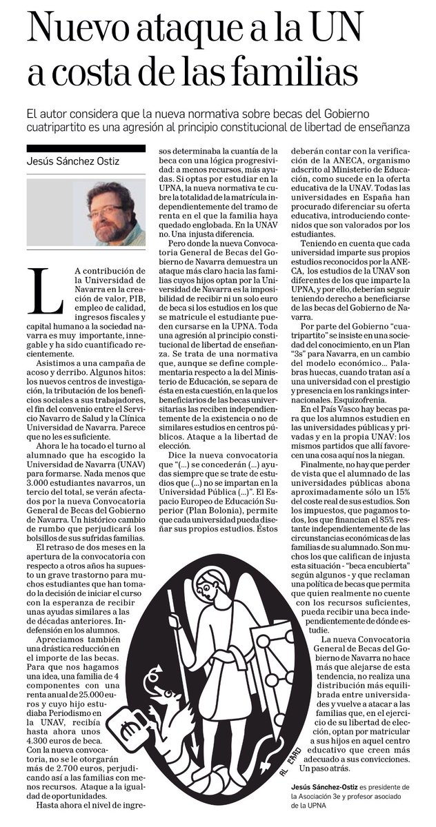 tgacebo's tweet photo. Muy claro todo. Gracias por defender a los estudiantes de la @unav.
Vía @DiariodeNavarra https://t.co/PNHPcJzbMW
