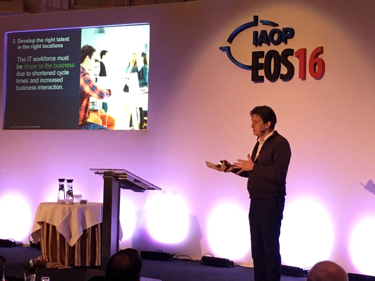 GrietJoppen's tweet photo. The IT workforce must be closer to the business due to shortened cycle times and increased interaction. @yvesbernaert at #EOS16 #iaop https://t.co/CLgvQynL27