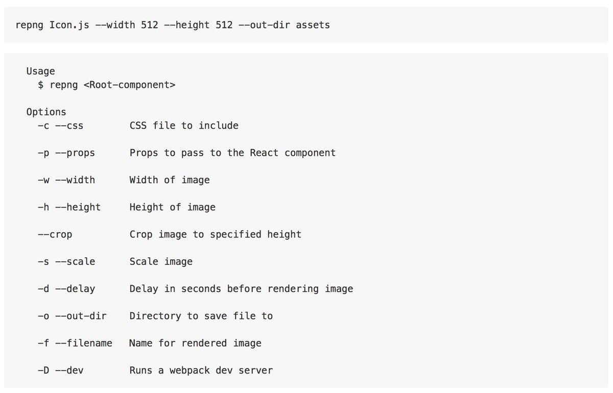 mrmrs_'s tweet image. LOOK AT HOW RAD THIS IS.
You can now turn a react component into a png. Have fun.
github.com/jxnblk/repng