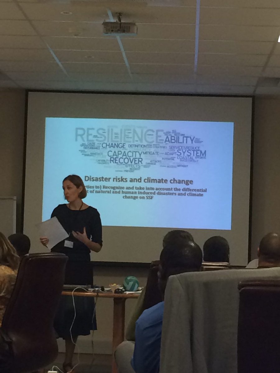 abalobi_app's tweet photo. #ICT4Fisheries2016 Florence Poulin of @UNFAO presenting on disaster& #ClimateChange βwhat do #VGSSF mean concretely @ local level? @FAOfish https://t.co/lJ9hZE8mKG