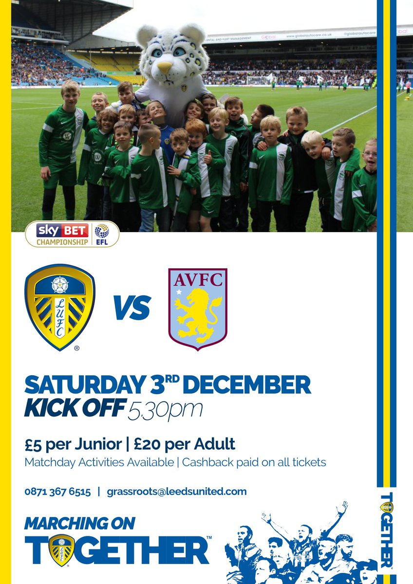 Group tickets are still available for our fixture vs <a href="/AVFCOfficial/">Aston Villa</a>. Please call 0113 367 6515 for more information! #lufc