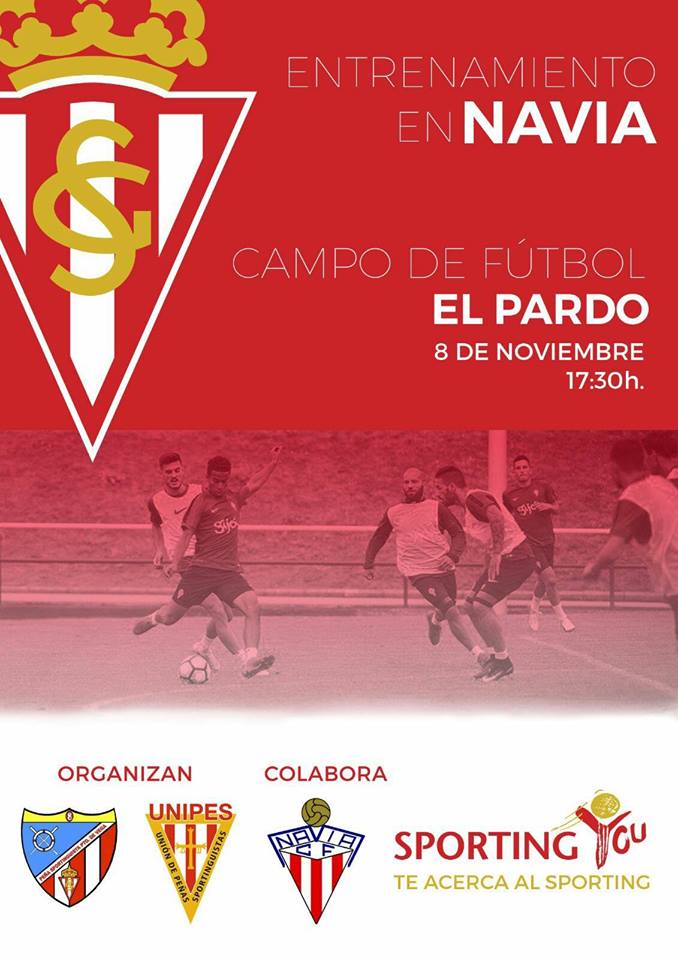 UNIPES's tweet photo. Hoy el Sporting visita Navia dentro de la iniciativa #SportingYou. Se entrenará en El Pardo a las 17:30 https://t.co/0FQojCDIi6