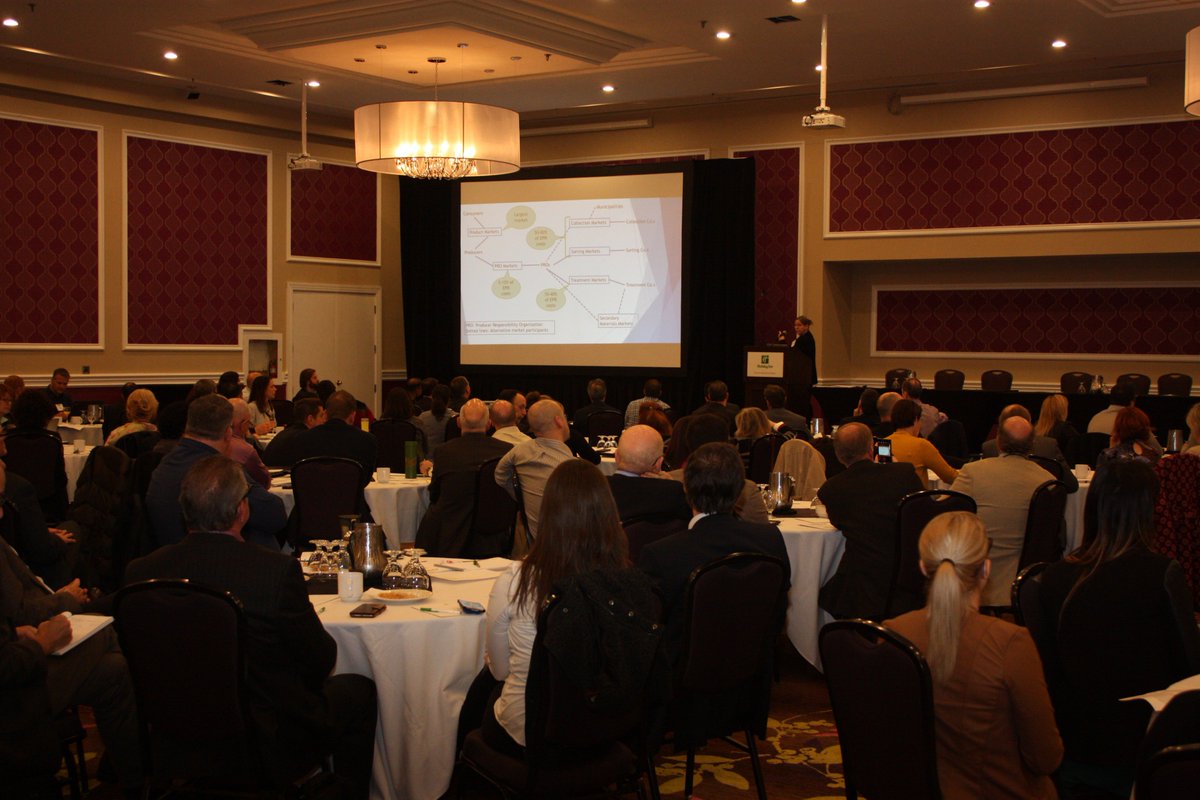 Packed room at <a href="/OWMA1/">Waste to Resource Ontario</a>'s #EconomicFreedom &amp; #CircularEconomy workshop for Sally Van Siclen's presentation on the role of competition in #EPR