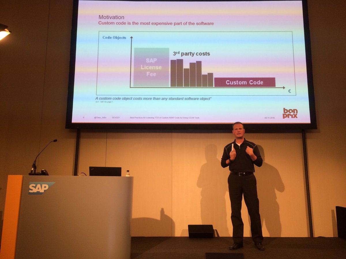 LarsHvam's tweet image. #DEV221 @Timo_John talking about ABAP custom code management #SAPTechED