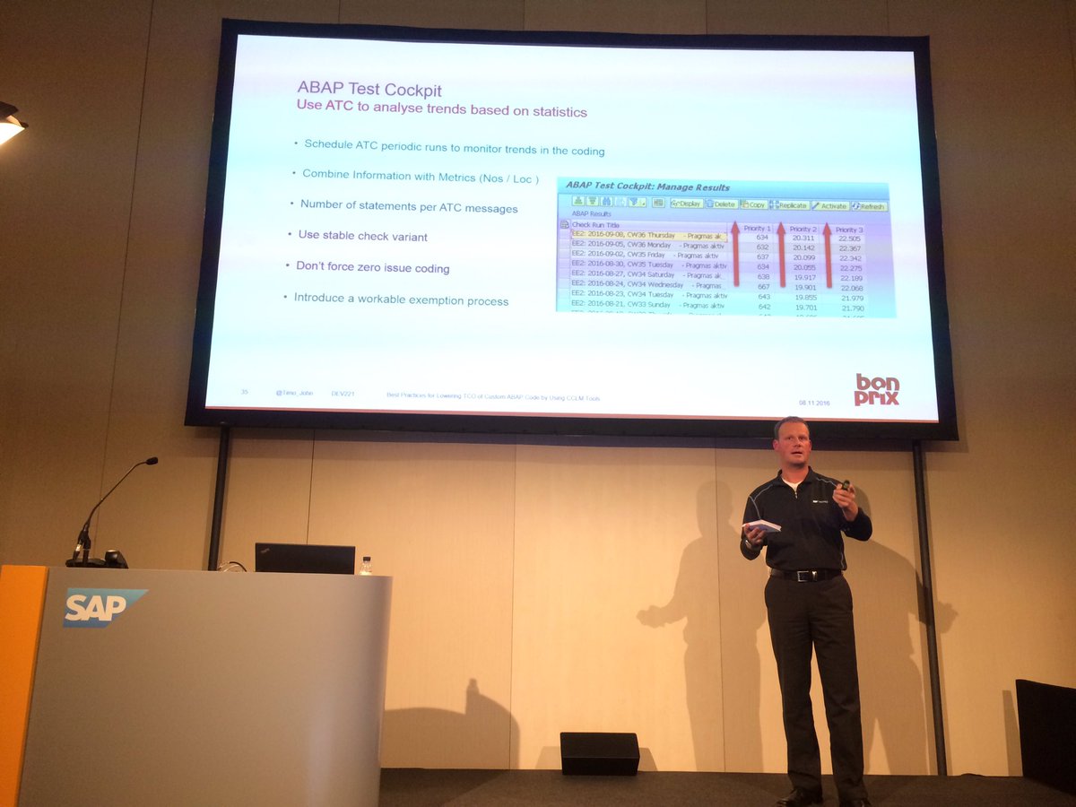 LarsHvam's tweet image. #DEV221 @Timo_John talking about ABAP custom code management #SAPTechED