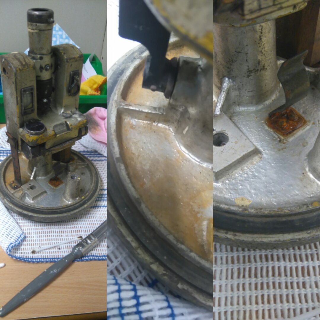 SWMinersMuseum's tweet photo. Working hard to restore this theodolite #conservation #restoration #mining #coal #collectionsofficer https://t.co/rp9F6iTCuV