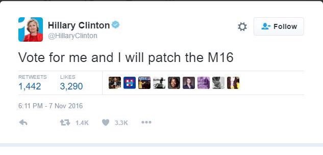 Vezph's tweet photo. Hillary Clinton just won the Call of Duty Vote https://t.co/eH5VHMhN2J