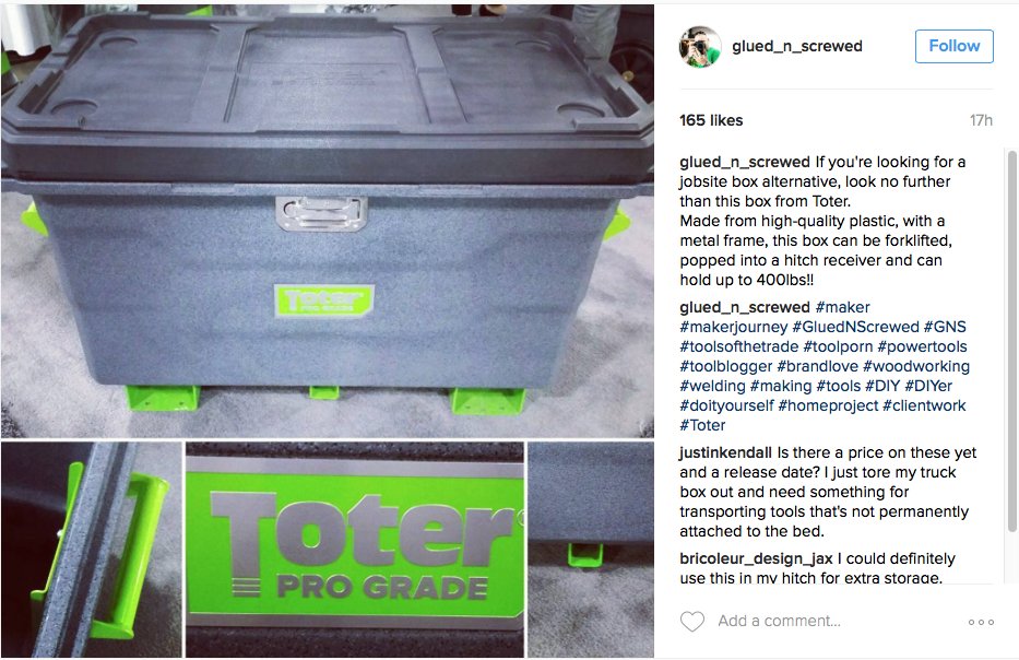 ToterLLC's tweet image. Thanks @Glued_n_Screwed for featuring the Toter Box! #stafda #builtforextremes #prograde