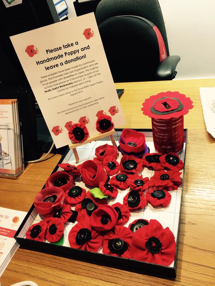 Yikes! Our handmade #Poppies are going like hot cakes at the Centre for Independent Living, Huyton.