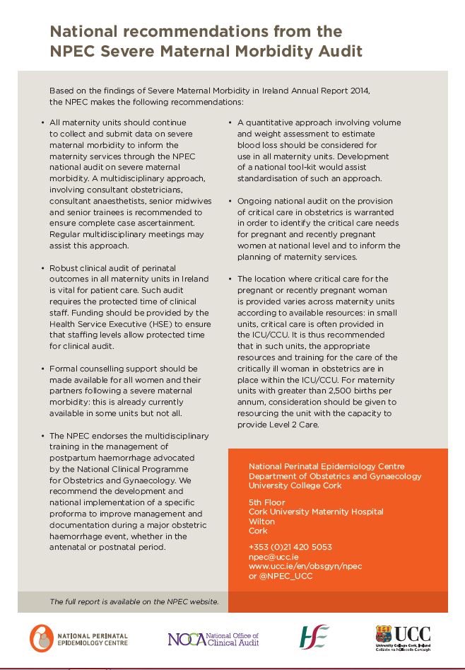 .Findings from the NPEC SMM Report 2014 #MaternalMorbitiesTCD #irishmaternitymatters #npecbeyondthenumbers