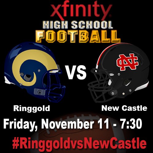 RT by MIDNIGHT on Wednesday for the Xfinity Game of the Week to be <a href="/RinggoldRams/">Ringgold Athletics</a> vs New Castle! #WPIAL #HighwaytoHeinz