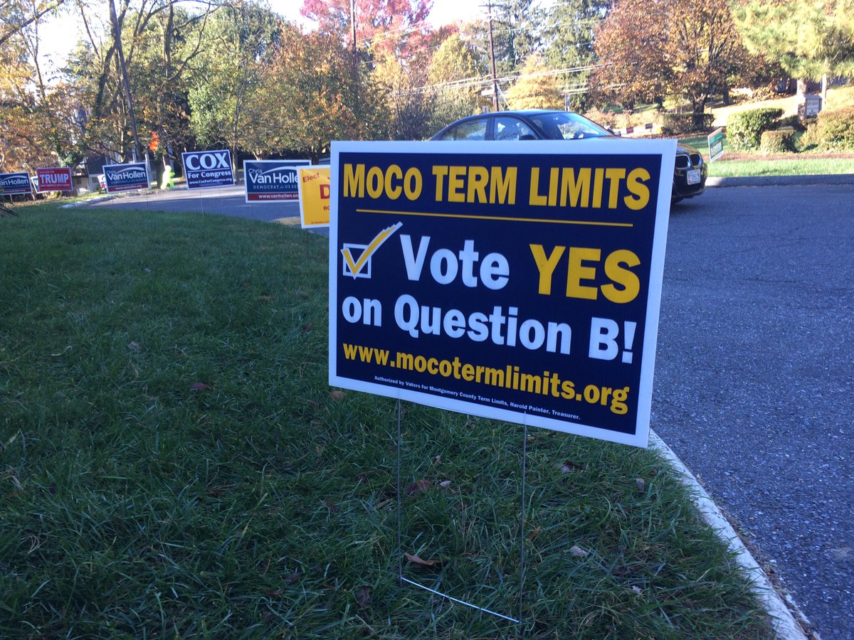 NickWTOP's tweet photo. On the MOCO ballot- Should county executive and council members be limited to 3 consecutive terms?  #wtop https://t.co/C8JRwJgon3