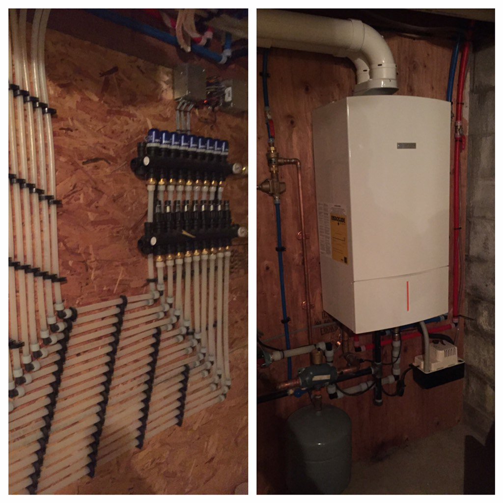 Action_AC's tweet image. Installation of new radiant @uponor system with this @BoschHVAC Greenstar combi #HVAC #efficiency #HudsonValley