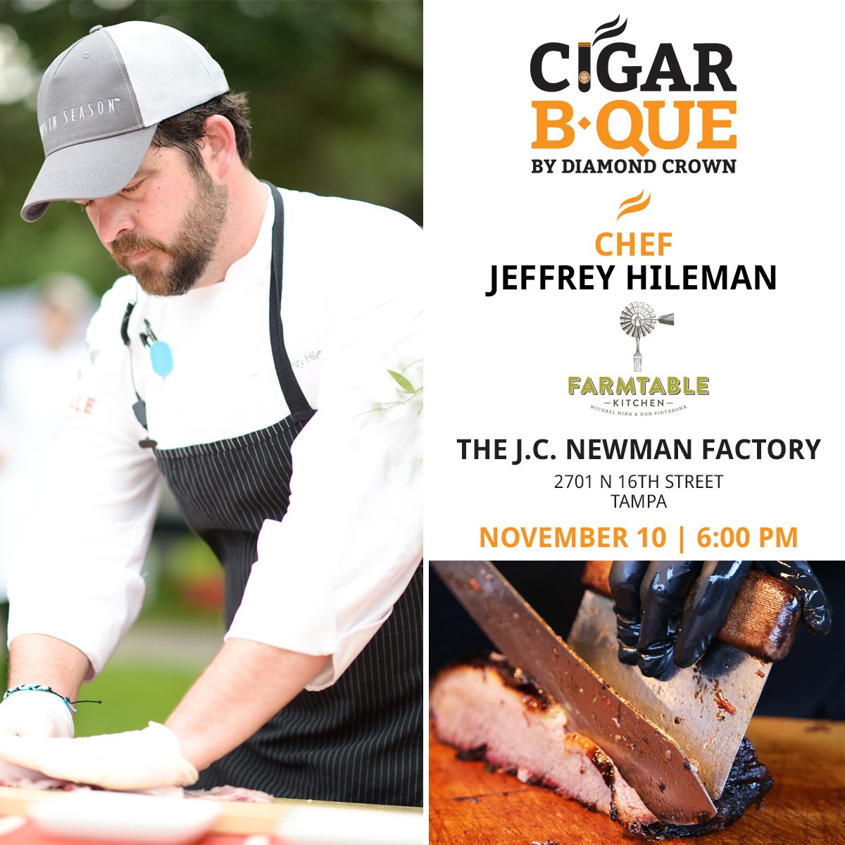 #CigarBQue #Tampa featured chef: Jeffrey Hileman of <a href="/FarmTable_FL/">FarmTable Cucina</a> - Tix info: bit.ly/2faElGo #tampafoodies #tampaevents