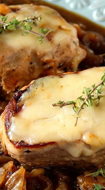 Try these gorgeous English onion Pork Chops topped with <a href="/FowlersCheese/">Fowlers Cheesemakers</a>  "Little Derby" -truly scrumptious!