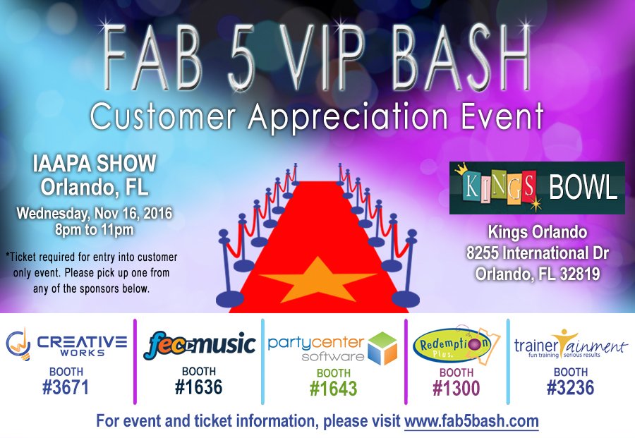 TrainerTainment's tweet photo. Have you registered for the FAB 5 VIP Bash?? Hurry tickets are limited, don't miss out on the party of the week!  https://t.co/wHCfRsUkyr https://t.co/LH62d7EuZF