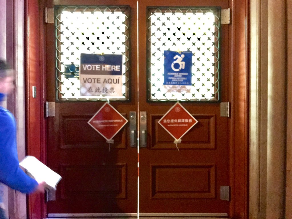 gmanews's tweet image. At exactly 6AM New York time, voters are ushered in to cast their ballots here in Manhattan. #Election2016 | @raffytima