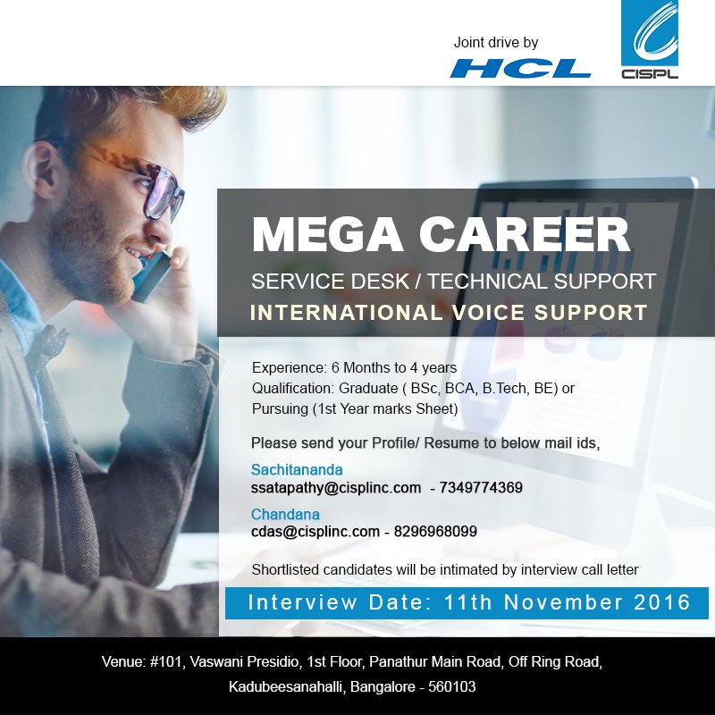 CisplInc's tweet photo. #job #mega_drive #HCL #technical_support_executive https://t.co/gvyyPMu5Zu