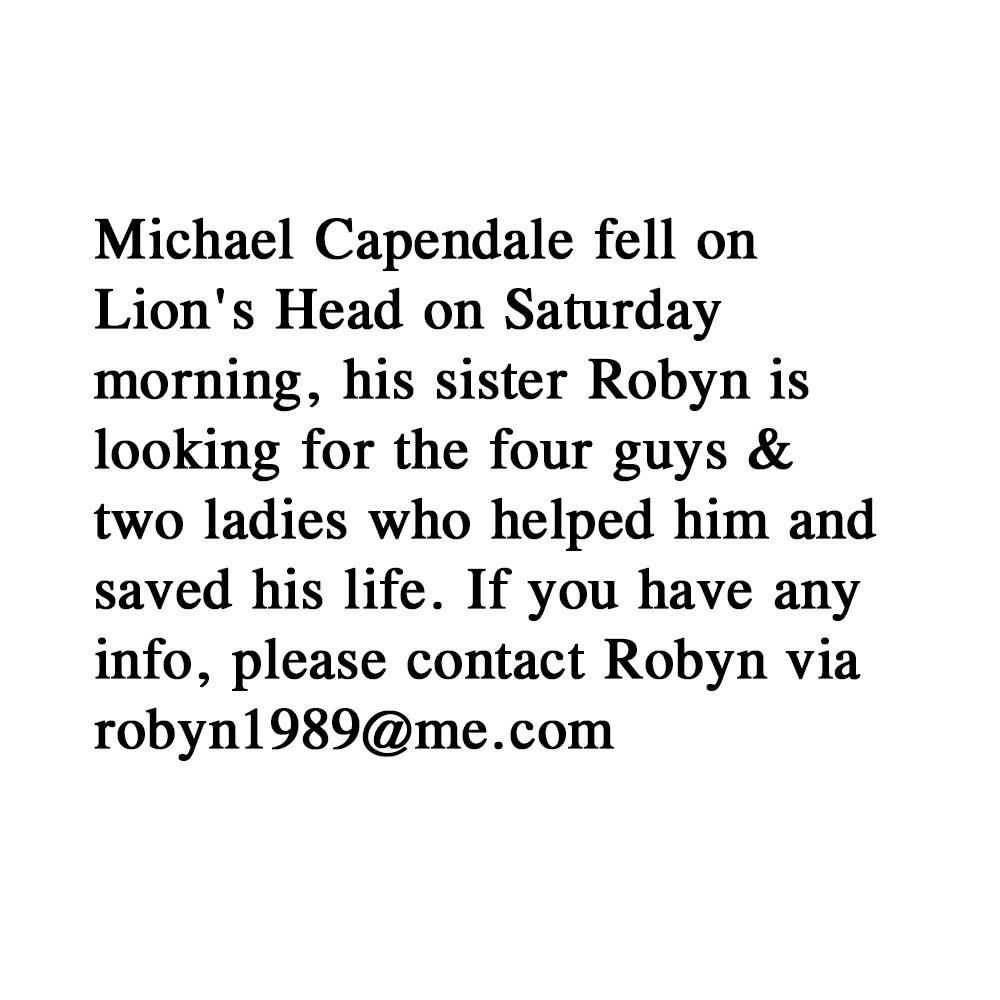 lovecapetown's tweet photo. Please spread the word and help Robyn find the heroes she's looking for... https://t.co/Ys8tIBPyLb