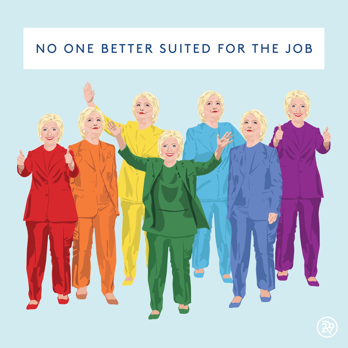 Refinery29's tweet photo. RT if you're with @HillaryClinton (and her killer pantsuit game) ❤️ #ImWithHer https://t.co/dcWMDcAKKP
