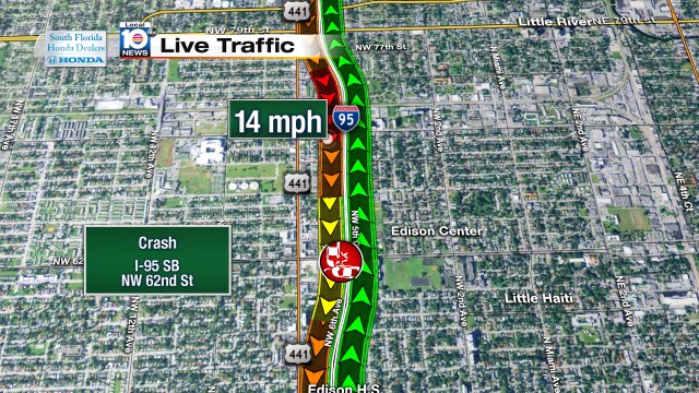 Crash on I-95 SB at NW 62nd St #traffic https://t.co/d4X3K8OZYD