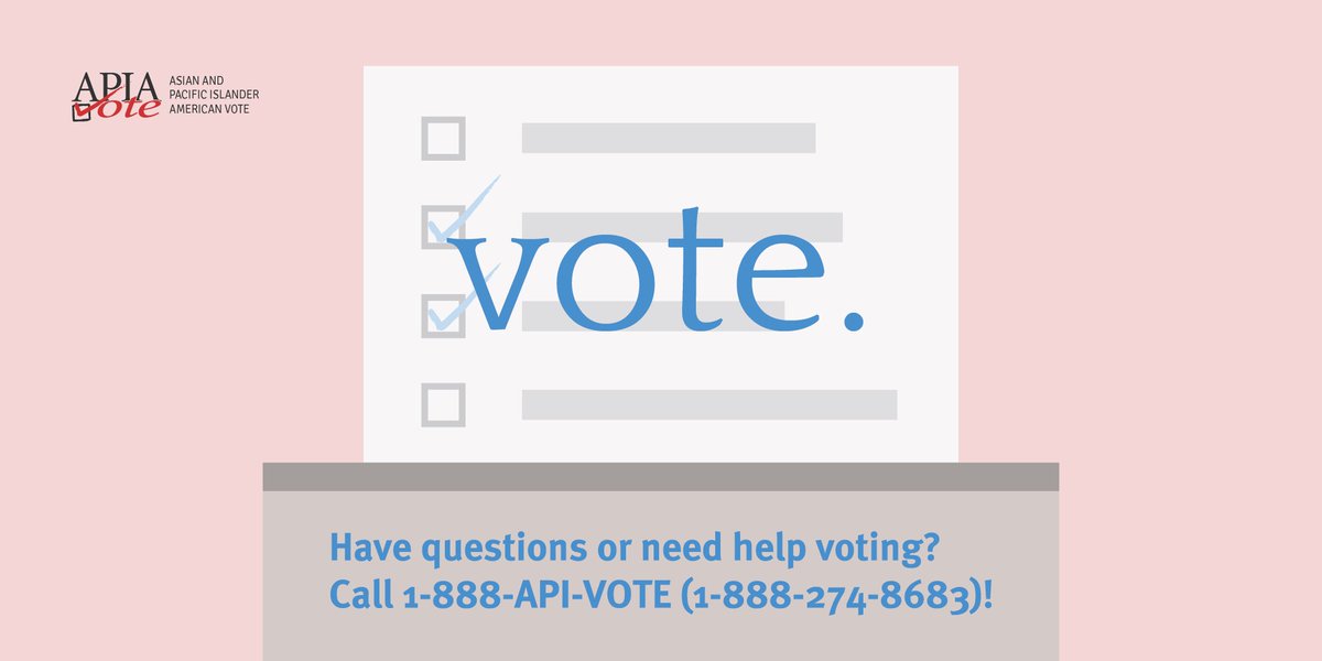 APIAVote's tweet photo. Today's #ElectionDay! As you vote, we're standing by ready to help. Call 1-888-API-VOTE! Bilingual assistance is available. #PowerUp https://t.co/7mX5nczrND