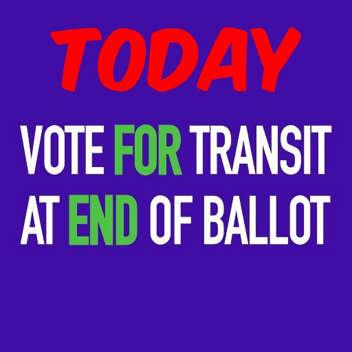 wakeupwake's tweet image. Vote FOR public transportation at the END of your ballot today! Vote to triple bus service in Wake County! #WakeForTransit