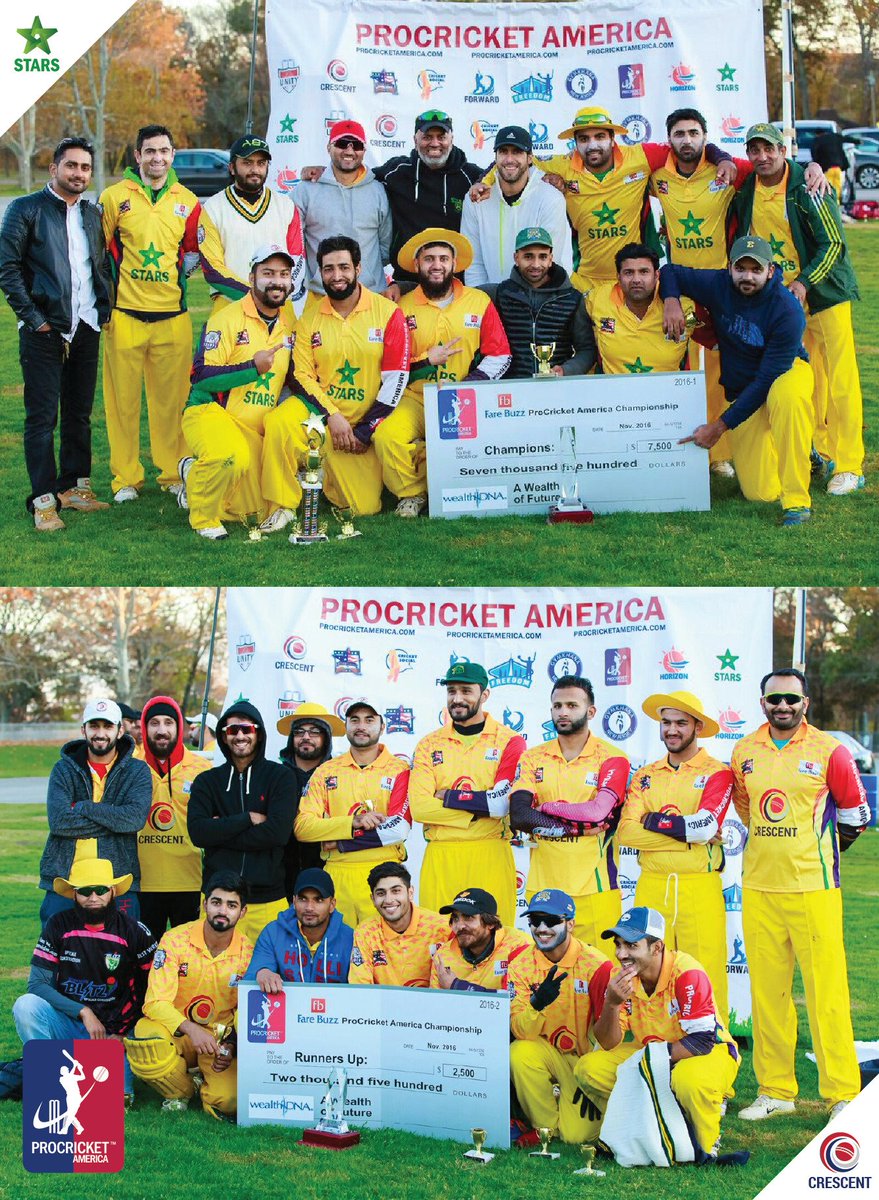 TheProCricket's tweet photo. Stars over Crescent in the  $10,000 FareBuzz ProCricket America Championship and take the crystal trophy #FareBuzz #ProCricket https://t.co/SgwbeRls52