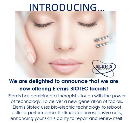 We are very excited to announce that Kinspa is now offering #BIOTEC Facials! #Elemis
Call 01745 822659 for further details...