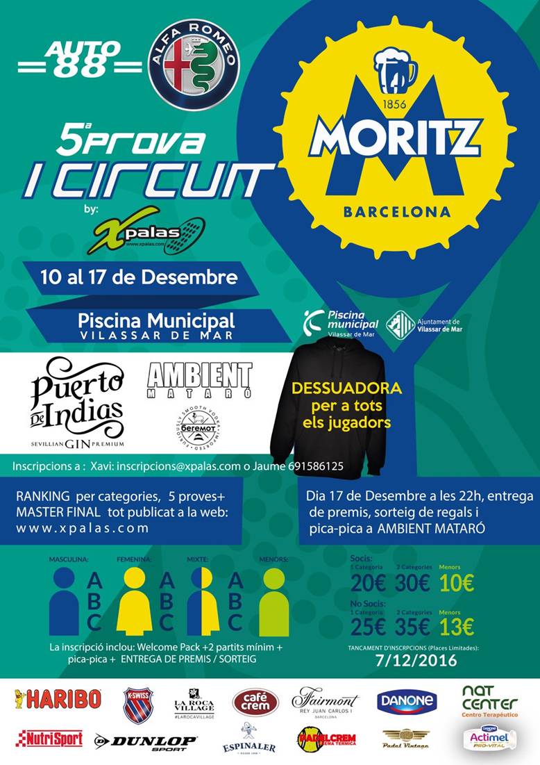 ¡Del 10 al 17 de diciembre, os esperamos en el campeonato de pádel de <a href="/xpalasoficial/">XPalas</a>! #VilassardeMar #Barcelona