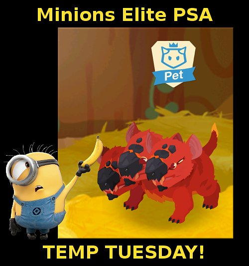 IceniRaspberry's tweet photo. @battlecamp Mr. Latte's Minions Elite has preempted Troop Tuesday with TEMP TUESDAY. We are feeding our temps to Heatra today.... https://t.co/UWBGDEANqN