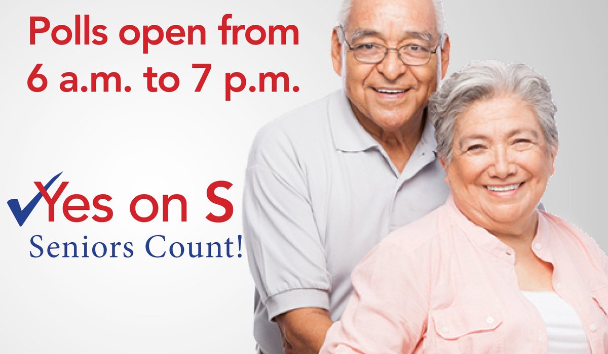 Get out there and #vote YES on S! A yes vote would ensure senior citizen programs stay properly funded.