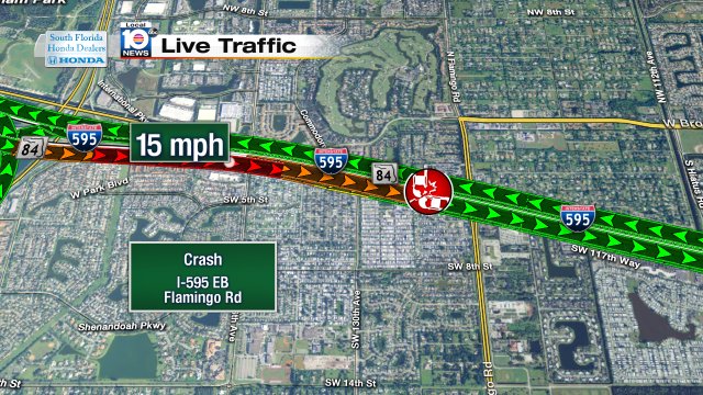 Crash on I-595 EB at Flamingo Rd #traffic https://t.co/IPh715oxXB