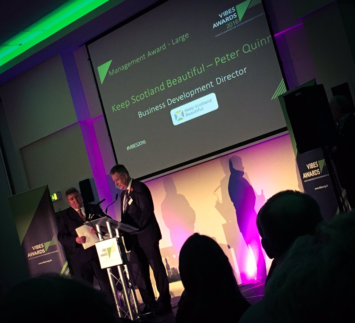 agendascotland's tweet image. Well done @KSBScotland Peter Quinn - Scottish leadership standing with @ScottishEPA at #VIBES2016